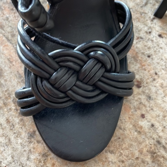 Tory Burch 4 inch Black strappy sexy high heels with gold accents ! Worn once. - Picture 4 of 9